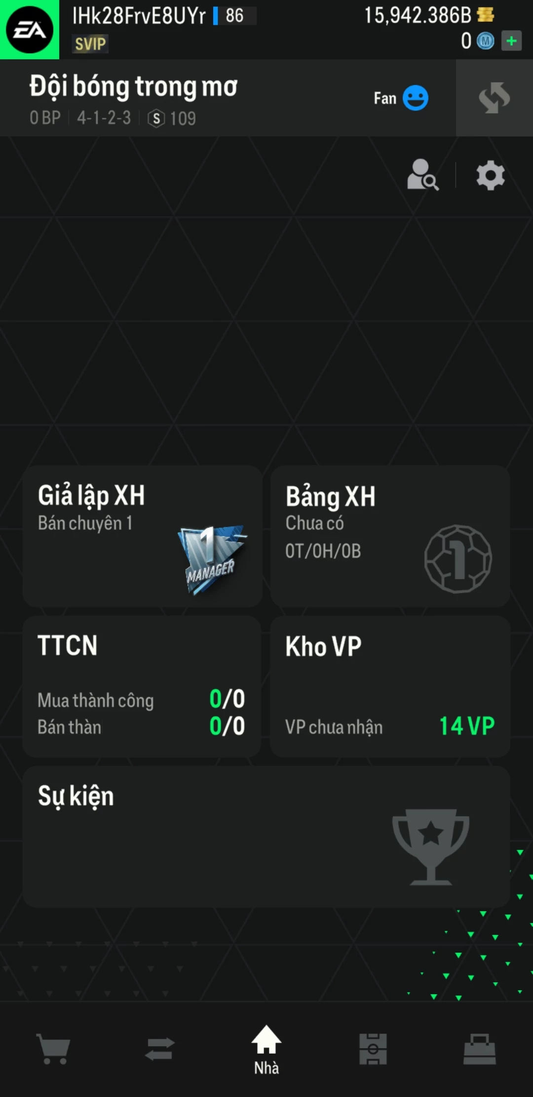 Ảnh ACC mở thẻ (LOẠI SVIP) gồm 400+ đến 600+ thẻ cầu thủ từ Siêu sao đến Miền núi các loại. Có sẵn BP trắng từ 13,500 tỷ BP đến 16,500 tỷ BP, ACC còn nhiều ngày SVIP